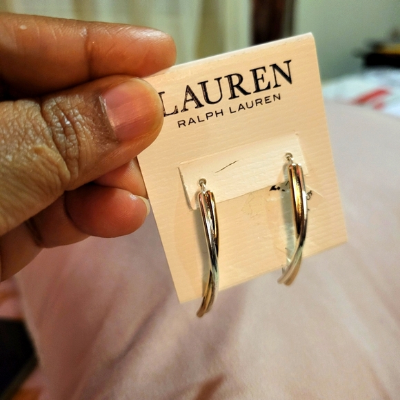Two-tone earrings in silver and gold - Picture 2 of 3